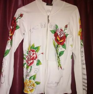 Ed Hardy woman's zip up hoody size L
